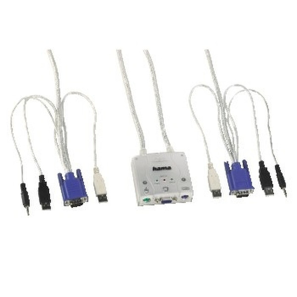 Hama KVM Switch 2 Pocket USB Data Link Grau Tastatur/Video/Maus (KVM)-Switch