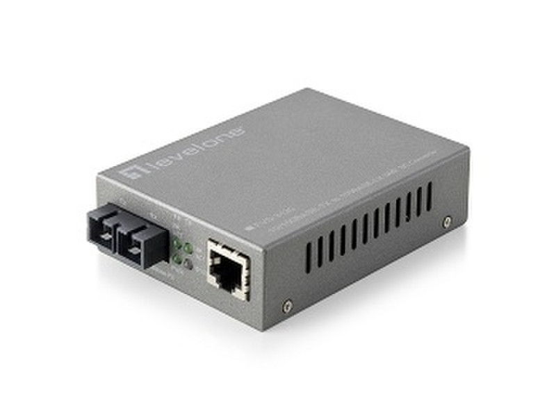 LevelOne 10/100BASE-TX to 100BASE-LX SMF SC Smart Converter, 20km network media converter