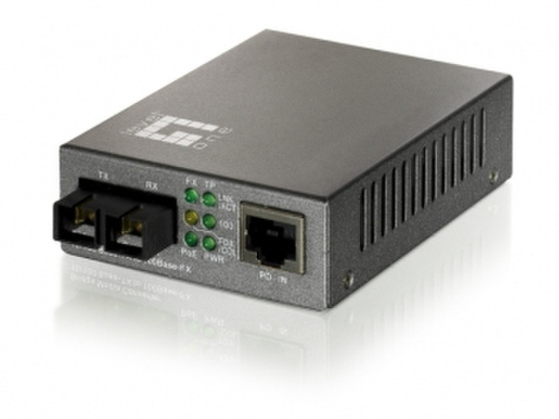 LevelOne 10/100BASE-TX to 100BASE-FX MMF SC PoE PD Converter Netzwerk Medienkonverter