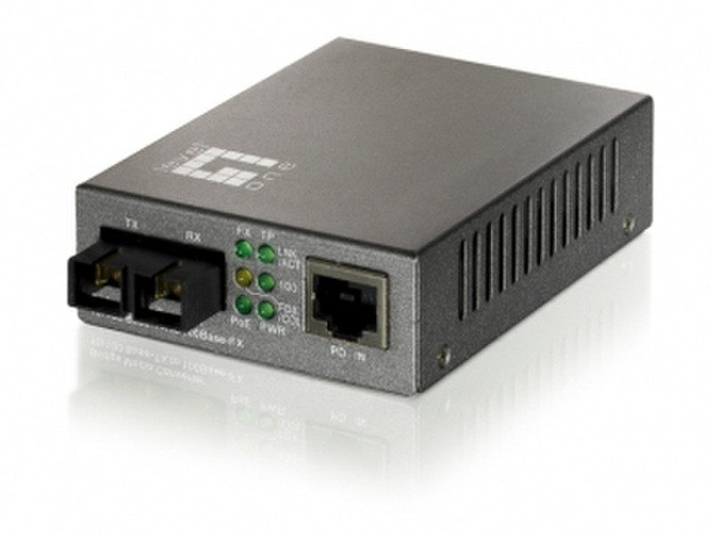 LevelOne 10/100BASE-TX to 100BASE-FX SMF SC PoE PD Converter Netzwerk Medienkonverter