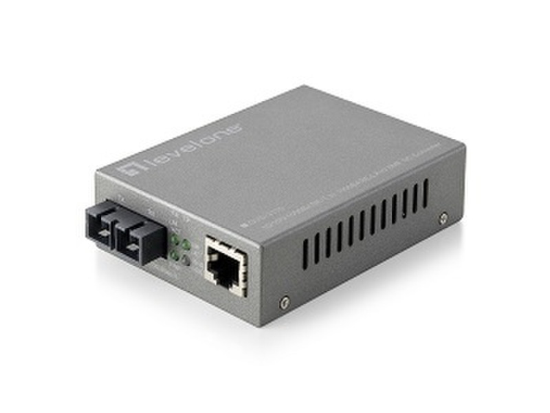 LevelOne 10/100/1000BASE-T to 1000BASE-LX10 SMF SC Smart Converter, 10km network media converter