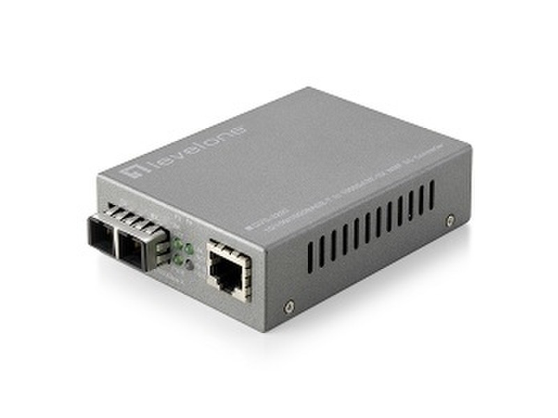 LevelOne 10/100/1000BASE-T to 100BASE-SX MMF SC Smart Converter, 2km Netzwerk Medienkonverter