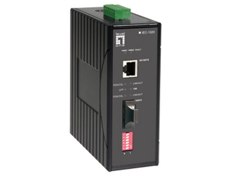 LevelOne 10/100 Industrial Media Converter, SC SM 20KM -40 ~ 75C network media converter