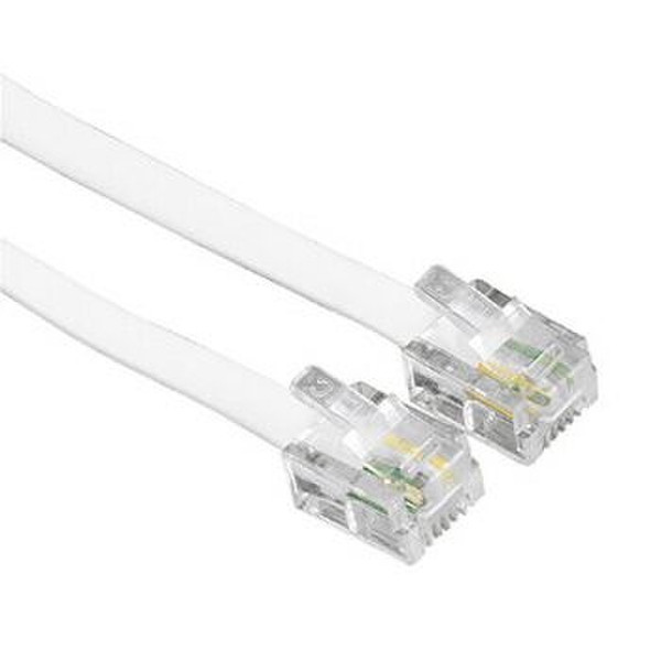 Hama Modular plug (US6p4c) - modular plug (US6p4c), white 6 m 6m White telephony cable