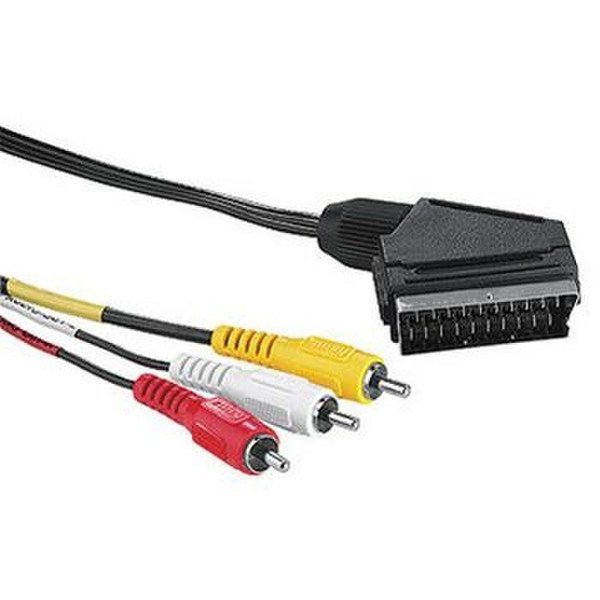 Hama Video Connecting Cable RCA Male Plug Video-Scart/2 RCA Male Plugs Audio, 2 m 2m SCART (21-pin) RCA 3x Black