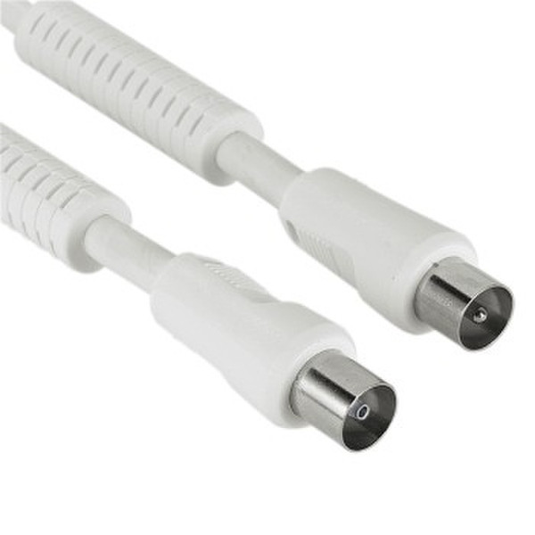 Hama Antenna Cable w/ Ferrite Cores 90 dB, 15 m, White 15m M F Weiß Koaxialkabel