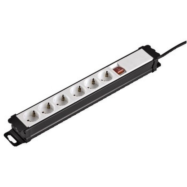 Hama Distribution Panel Mid Class, 6 way, 45°, switch 6AC outlet(s) 2m Schwarz, Weiß Spannungsschutz