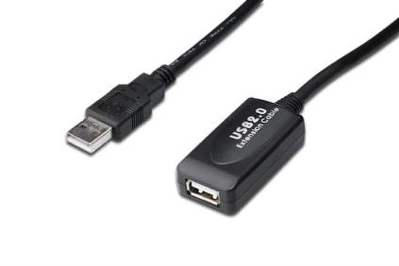 Digitus USB 2.0 Repeater 20м USB A Mini-USB A Черный