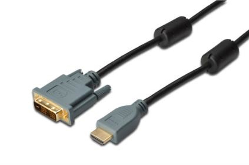 Digitus HDMI adapter cable 2м DVI-D HDMI Черный, Золотой, Серый