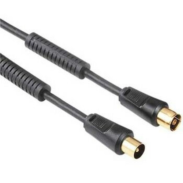 Hama Antenna Cable Coaxial Male Plug - Coaxial Female Jack, 2 m, 75 dB 2m M F Black coaxial cable