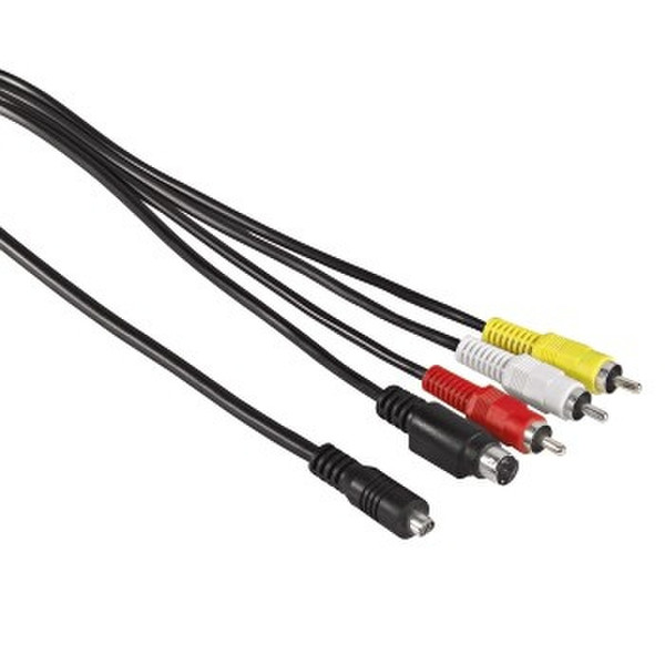 Hama Connecting Cable AV Plug, 10-pin. - 3 RCA (phono) + S-Video, 1.5 m 1.5м RCA + S-Video Черный