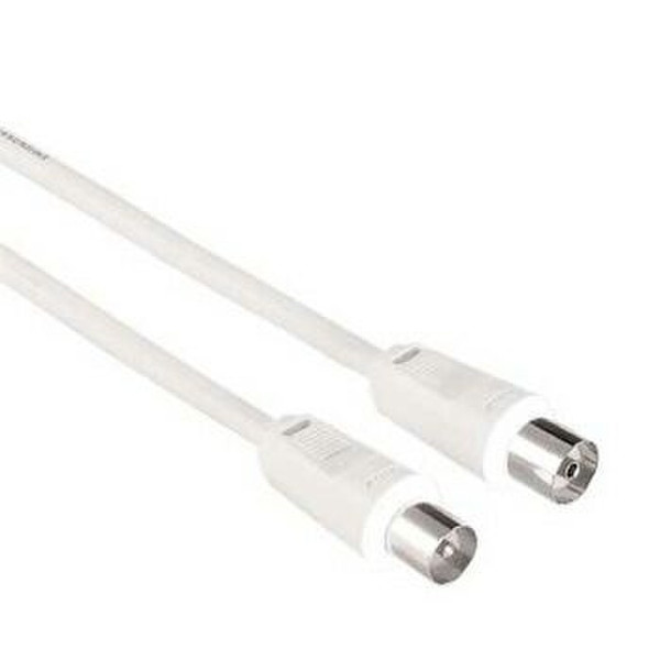 Hama Antenna Cable Coaxial Male Plug - Coaxial Female Jack, 5 m, 75 dB 5m M F White coaxial cable