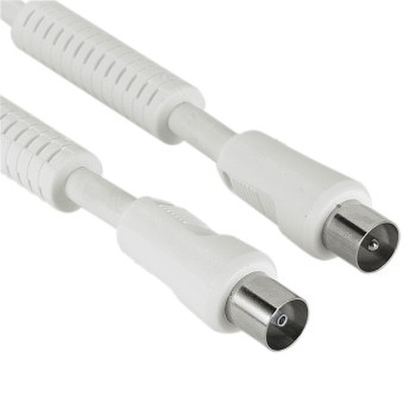 Hama Antenna Cable w/ Ferrite Cores 90 dB, 20 m, White 20m M F Weiß Koaxialkabel