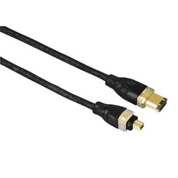 Hama FireWire Cable IEEE1394a 4-pin Plug - 6-pin Plug, 2 m 2m Schwarz Firewire-Kabel