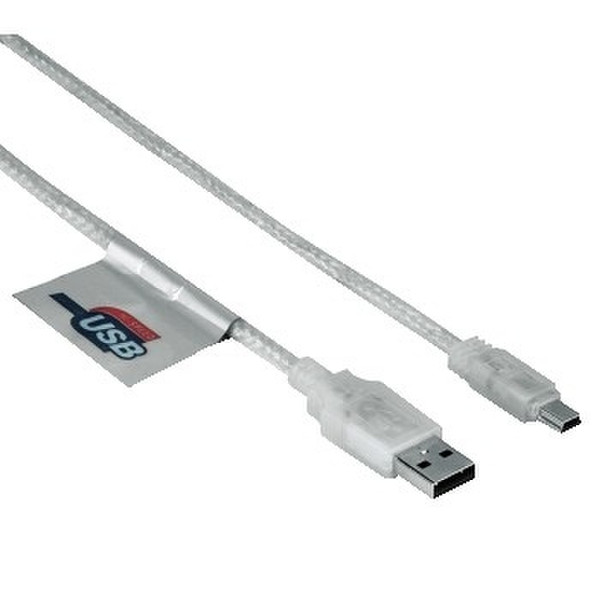 Hama USB 2.0 Connection Cable A-Plug - Mini B-Plug, 0.75 m 0.75м USB A Mini-USB B Прозрачный кабель USB