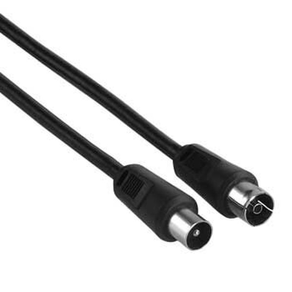 Hama Antenna Cable Coaxial Male Plug - Female Jack, 0.5m, 75dB 0.5m F M Black coaxial cable