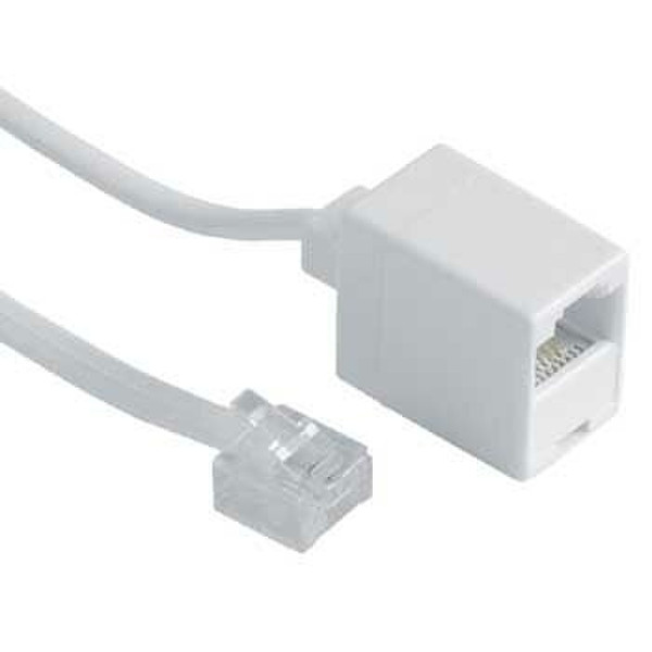 Hama ISDN extension cable, 10 m, white 10м Белый телефонный кабель