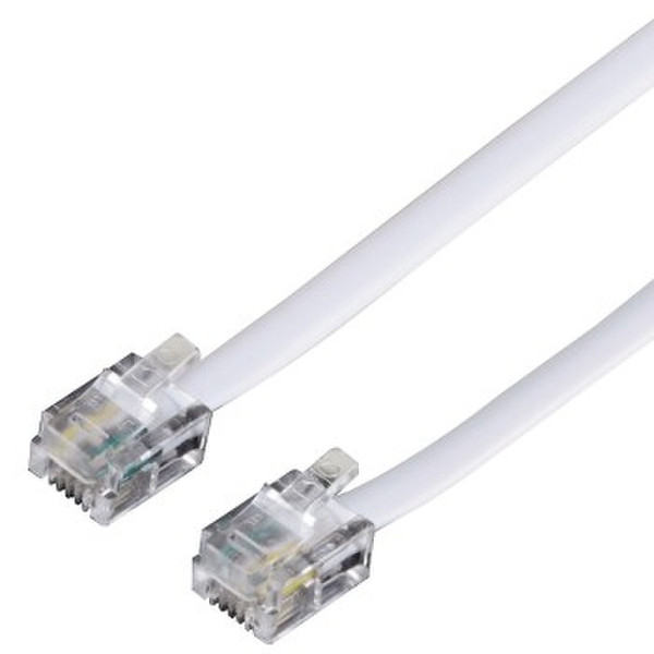 Hama Modular male plug (US6p4c) - modular male plug (US6p4c), white 10 m 10m White telephony cable