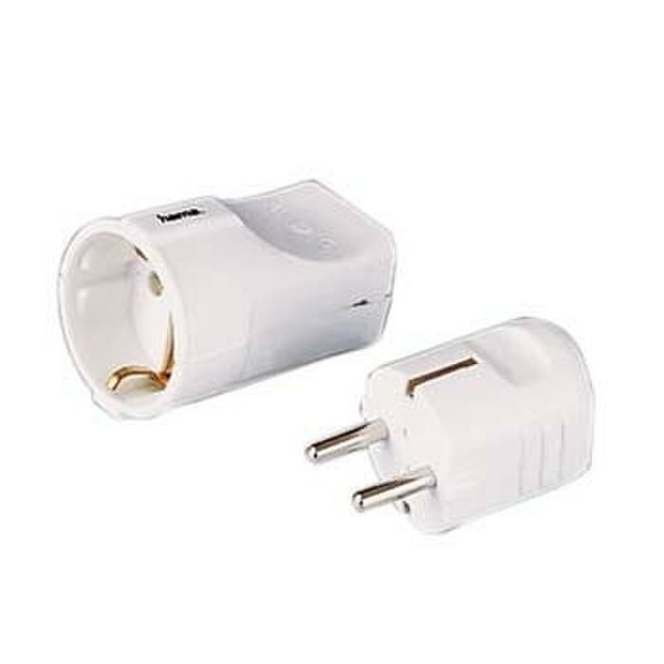 Hama Plug/Socket Earth Contact, set, white Weiß Netzteil & Spannungsumwandler