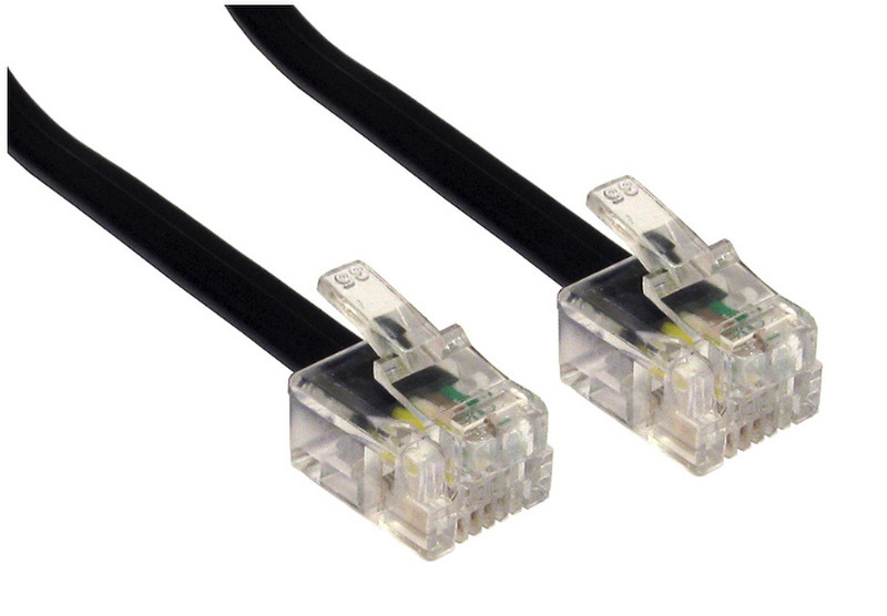 Cables Direct RJ-11, 1m 1m Schwarz Telefonkabel