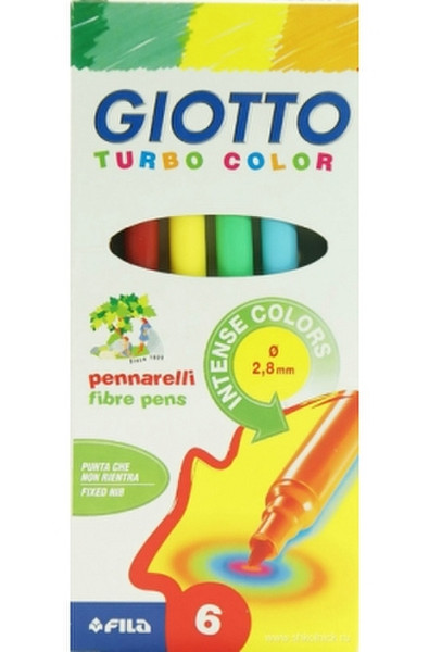 Giotto Turbo Maxi Black,Blue,Grey,Red,Yellow 6pc(s) paint marker