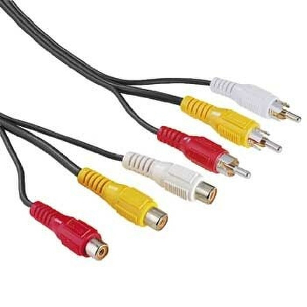 Hama 3 RCA (phono) Plugs - 3 RCA (phono) Jacks, 5 m 5m 3 x RCA RCA Plug 3x composite video cable
