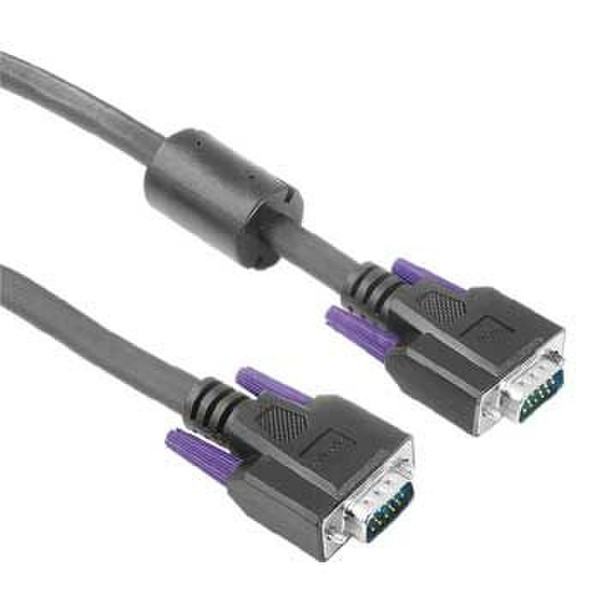 Hama VGA Monitor Cable 15-pin HDD Plug - 15-pin HDD Plug, 3 rows, 5m 5m VGA (D-Sub) VGA (D-Sub) Schwarz VGA-Kabel