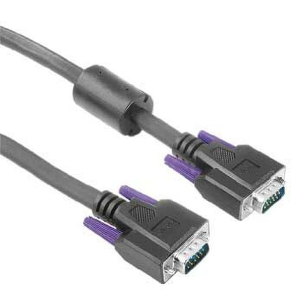 Hama VGA Monitor Cable 15-pin HDD Plug - 15-pin HDD Plug, 3 rows, 5m 5m VGA (D-Sub) VGA (D-Sub) Black VGA cable