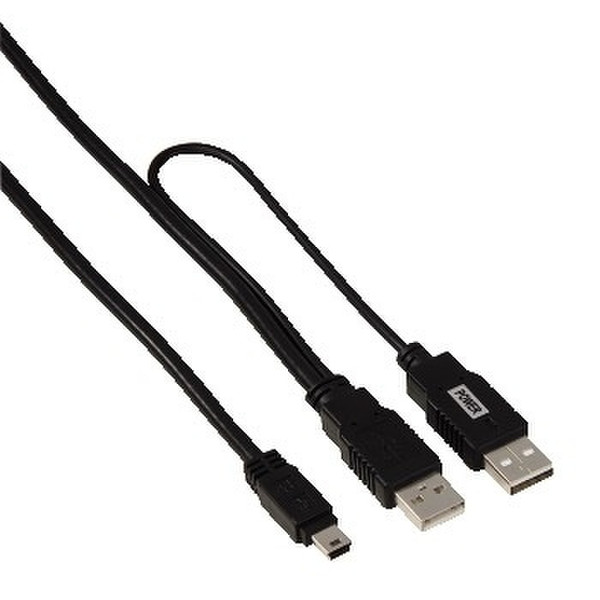 Hama Mini USB Y-Cable, 1m 1m USB A Mini-USB B Black USB cable