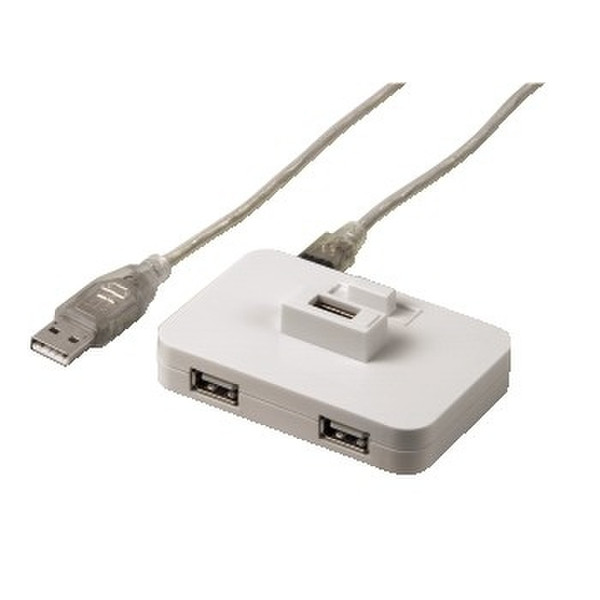 Hama Docking USB 2.0 Hub 1:4 480Мбит/с Белый хаб-разветвитель