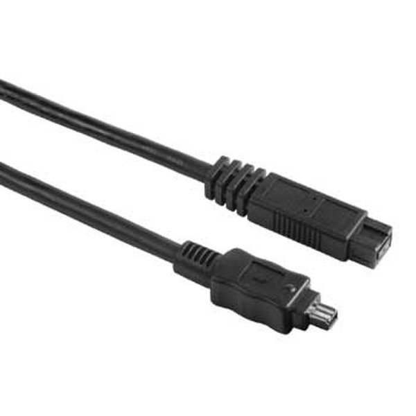 Hama FireWire Cable IEEE1394a Plug 4-pin - IEEE 1394b Plug 9-pin, 2m 2m Schwarz Firewire-Kabel