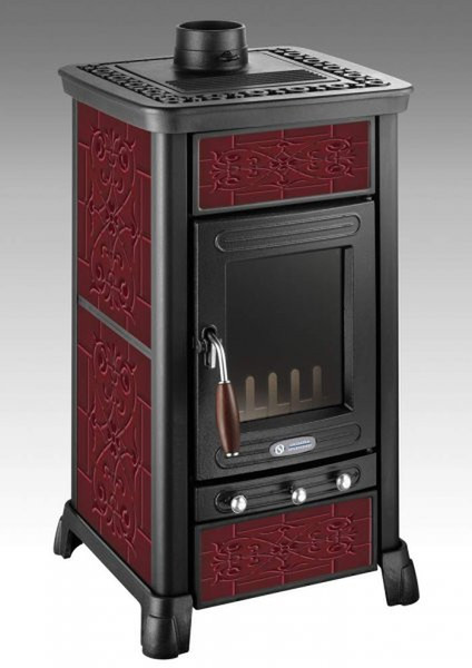 Olimpia Splendid Viva Mini Floreale freestanding Firewood Black,Bordeaux stove