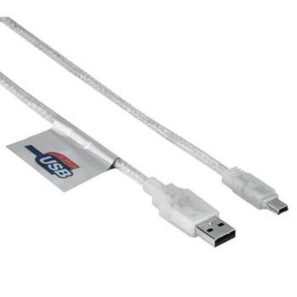 Hama USB 2.0 Connection Cable, A-Plug - mini B-Plug, 1.8 m, transparent 1.8m Mini-USB B Grey USB cable