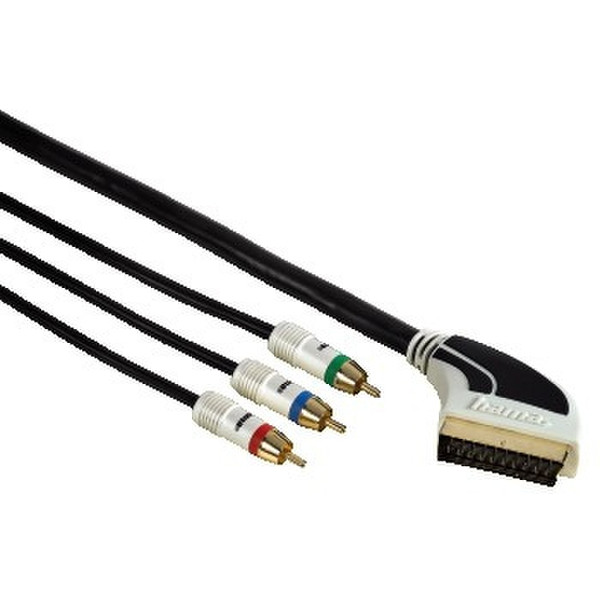 Hama Connection Cable Scart Plug - 3 RCA (phono) Plugs (YUV), New Age, 1.5m 1.5m SCART (21-pin) 3 x RCA Black