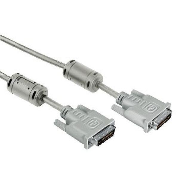 Hama DVI Connecting Cable Dual Link DVI Plug - DVI Plug, 5 m 5m DVI-D DVI-D Grey DVI cable
