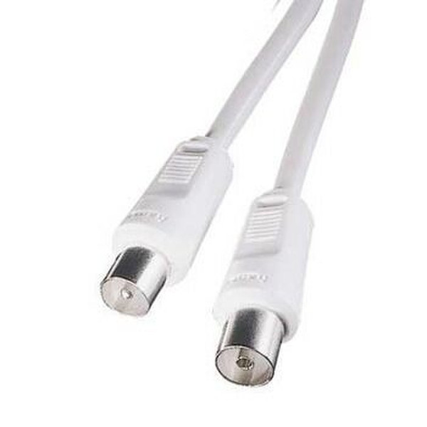 Hama Antenna Cable Coaxial Male Plug - Coaxial Female Jack, 3 m, 85 dB 3m M F White coaxial cable