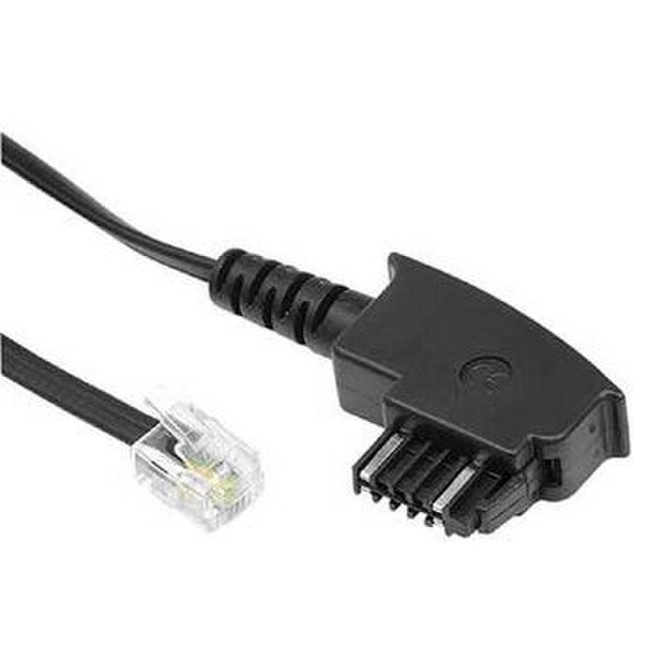 Hama Austrian Connecting Cable TST Male Plug - Modular Male Plug 6P4C, 10 m 10m Black telephony cable