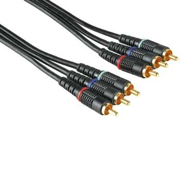 Hama YUV-/RGB Connecting Cable 3 RCA (phono) Plugs- 3 RCA (phono) Plugs, 15m 15m 3 x RCA Black component (YPbPr) video cable