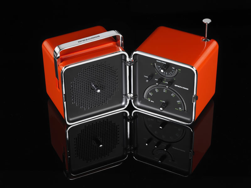Brionvega Radio Cubo Portable Analog & digital Orange