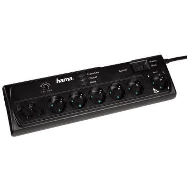 Hama Distribution Panel, Master/Slave, 8way (6 Earth Contact/2 Euro) 8AC outlet(s) 230V 1.4m Black surge protector