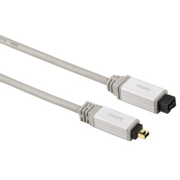 Hama FireWire Cable, 4-pin IEEE1394a plug - 9-pin IEEE1394b plug, 1.5 m 1.5m Firewire-Kabel