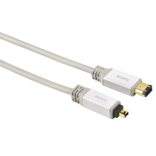 Hama FireWire Cable, 4-pin IEEE1394a plug - 6-pin IEEE1394a plug, 1.5 m 1.5m Firewire-Kabel