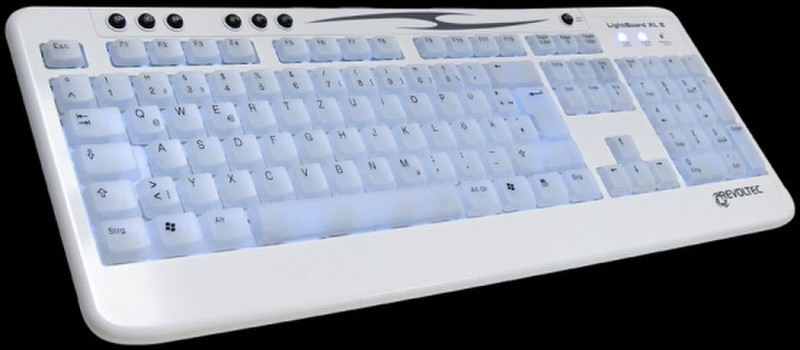 Revoltec LightBoard XL 2 Serie USB+PS/2 Weiß Tastatur