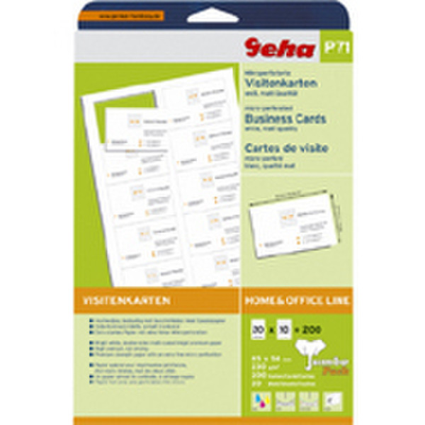 Geha Microperforated Cards White Matte 20 Sheet