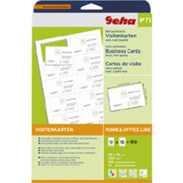 Geha Microperforated Cards White Matte 10 Sheet