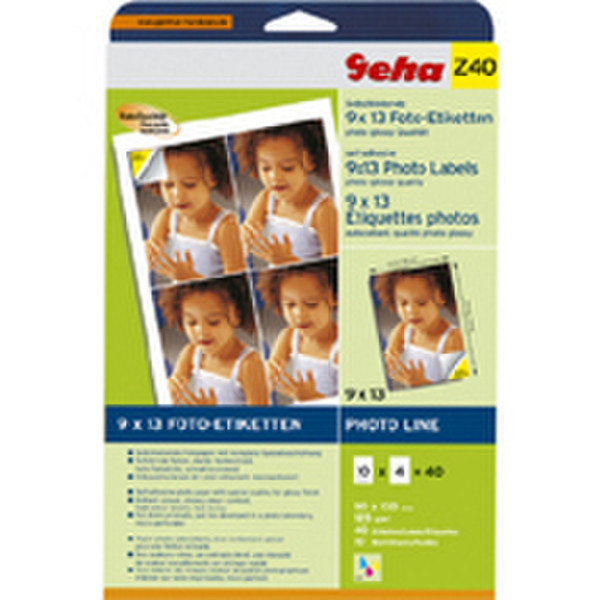 Geha 9 x 13 self-adhesive photo labels Gloss 10 sheets photo paper