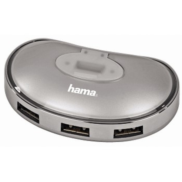 Hama USB 2.0 Hub 1:4, silver Silver interface hub