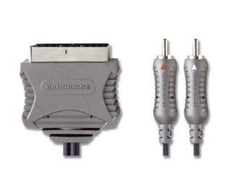 Bandridge VL7583 3m SCART (21-pin) 2 x RCA Grau Videokabel-Adapter