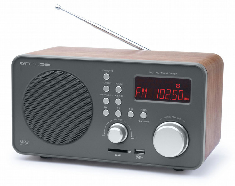 Muse M-08 R Personal Analog Black,Wood radio
