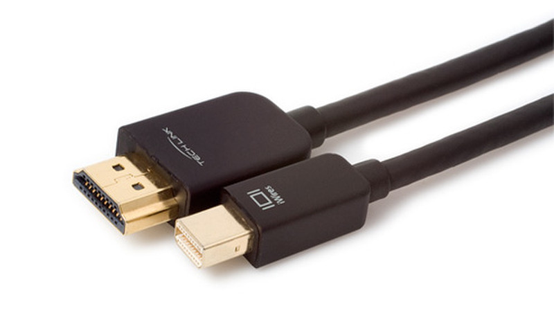 Techlink Mini DP/HDMI, 2.0m 2m mini DisplayPort HDMI Schwarz